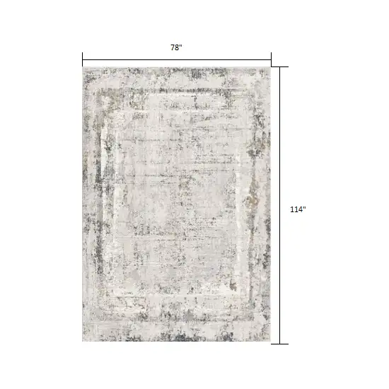 Gray and Ivory Abstract Distressed Area Rug Photo 1