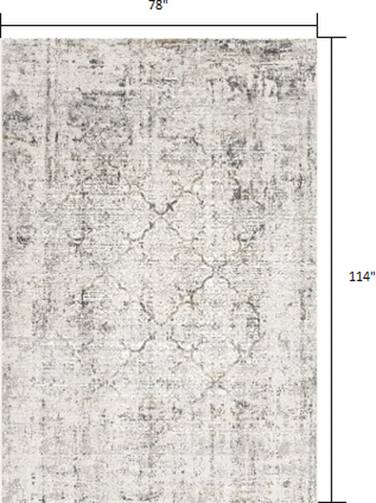 Gray and Ivory Abstract Distressed Area Rug Photo 2