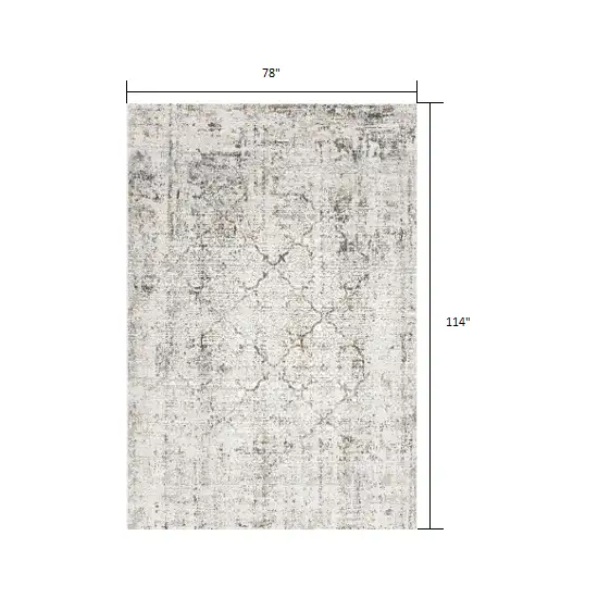 Gray and Ivory Abstract Distressed Area Rug Photo 2