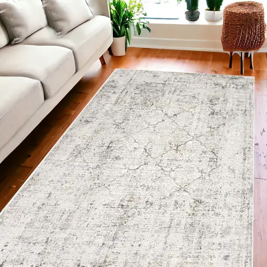 Gray And Ivory Abstract Dhurrie Area Rug Photo 1