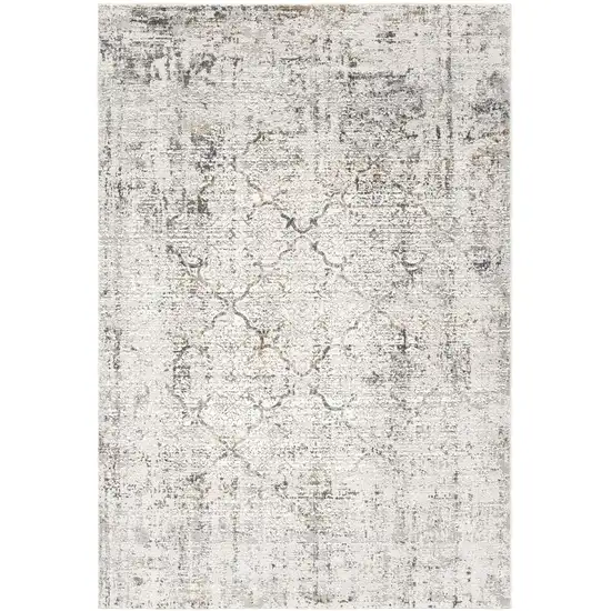 Gray and Ivory Abstract Area Rug Photo 4