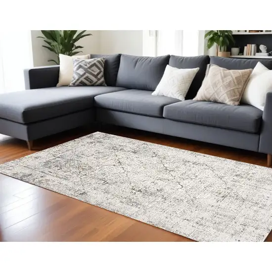 Gray and Ivory Abstract Area Rug Photo 1