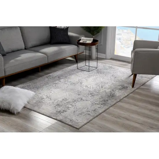 Gray and Ivory Abstract Distressed Area Rug Photo 9