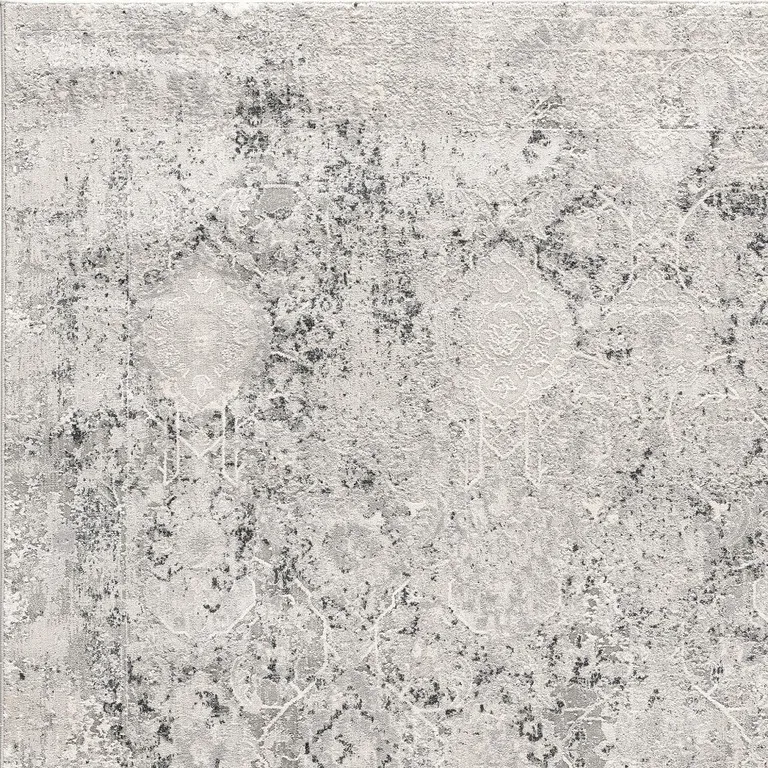 Gray and Ivory Abstract Distressed Area Rug Photo 1