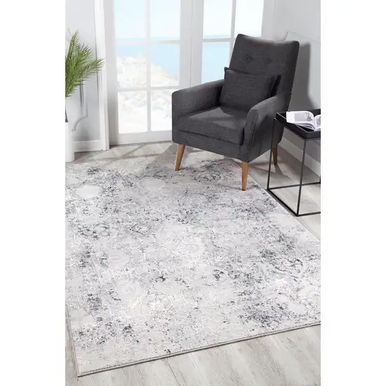 Gray and Ivory Abstract Distressed Area Rug Photo 8