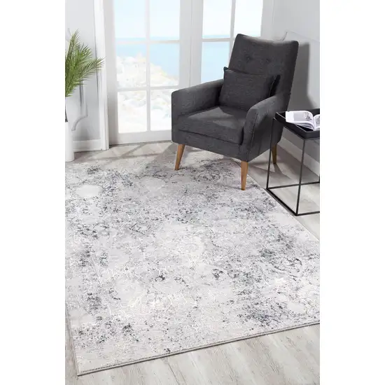 Gray and Ivory Abstract Distressed Area Rug Photo 7