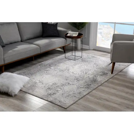 Gray and Ivory Abstract Distressed Area Rug Photo 8