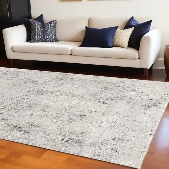 Gray And Ivory Abstract Dhurrie Area Rug Photo 1