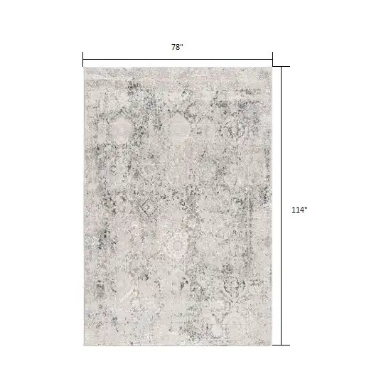 Gray and Ivory Abstract Distressed Area Rug Photo 1