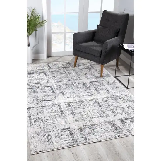 Gray and Ivory Abstract Distressed Area Rug Photo 9