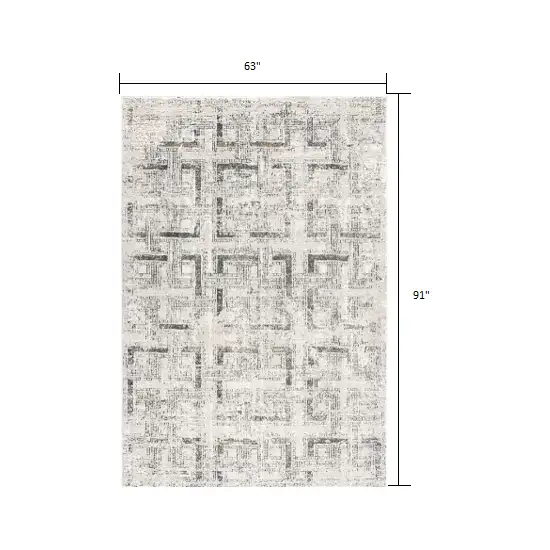 Gray and Ivory Abstract Distressed Area Rug Photo 1