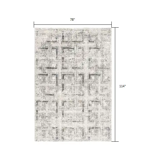 Gray and Ivory Abstract Distressed Area Rug Photo 2