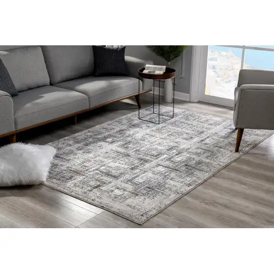 Gray and Ivory Abstract Distressed Area Rug Photo 10