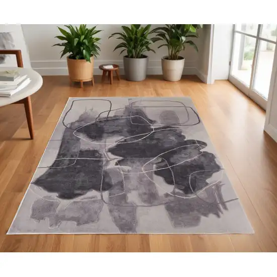 Gray and Ivory Abstract Hand Tufted Area Rug Photo 1