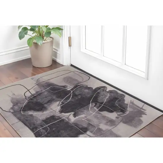 Gray and Ivory Abstract Hand Tufted Area Rug Photo 1