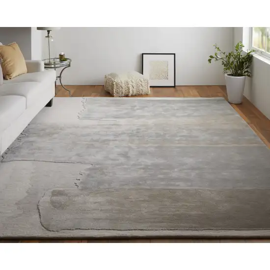 Gray and Ivory Abstract Hand Tufted Area Rug Photo 7