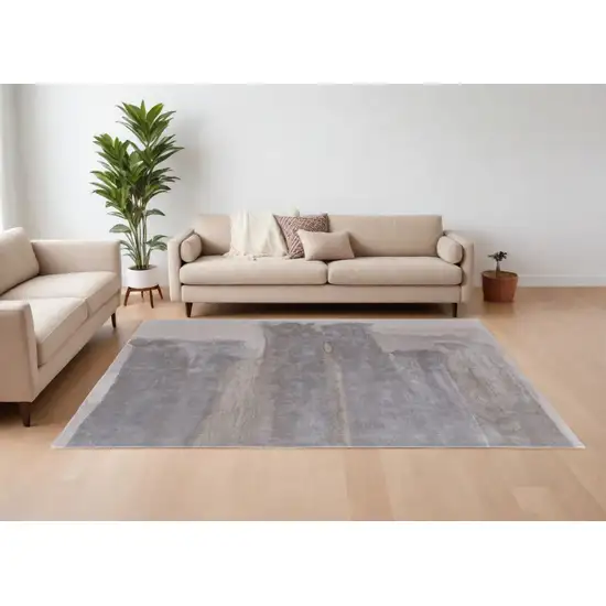 Gray and Ivory Abstract Hand Tufted Area Rug Photo 2