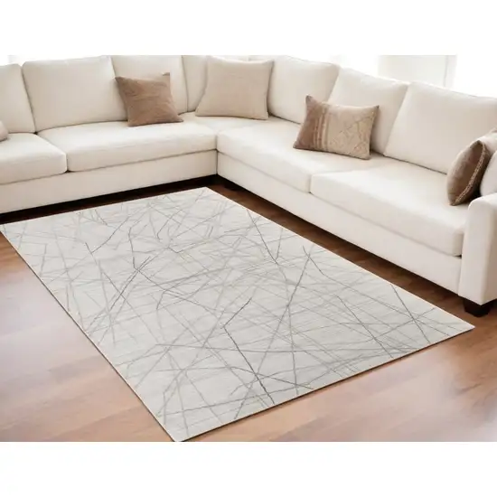 Gray and Ivory Abstract Hand Woven Area Rug Photo 1