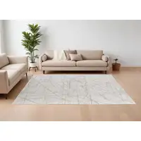 Photo of Gray and Ivory Abstract Hand Woven Area Rug