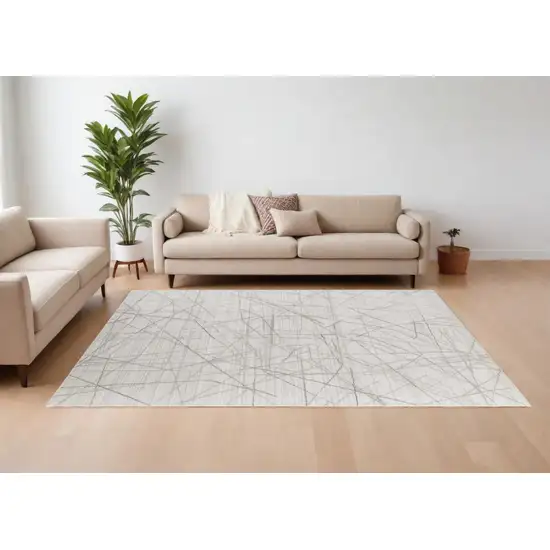 Gray and Ivory Abstract Hand Woven Area Rug Photo 1