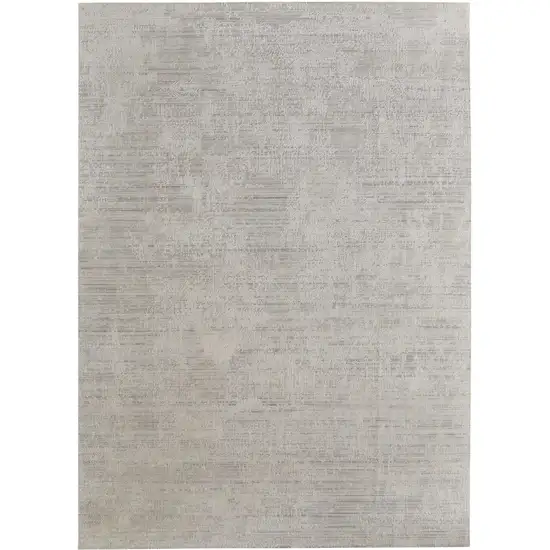 Gray and Ivory Abstract Hand Woven Worn Faded Area Rug Photo 2