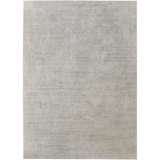 Gray and Ivory Abstract Hand Woven Worn Faded Area Rug Photo 5