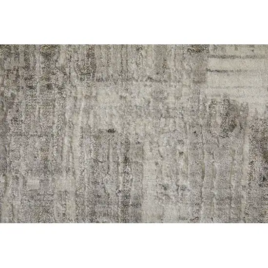 Gray and Ivory Abstract Hand Woven Worn Faded Area Rug Photo 8