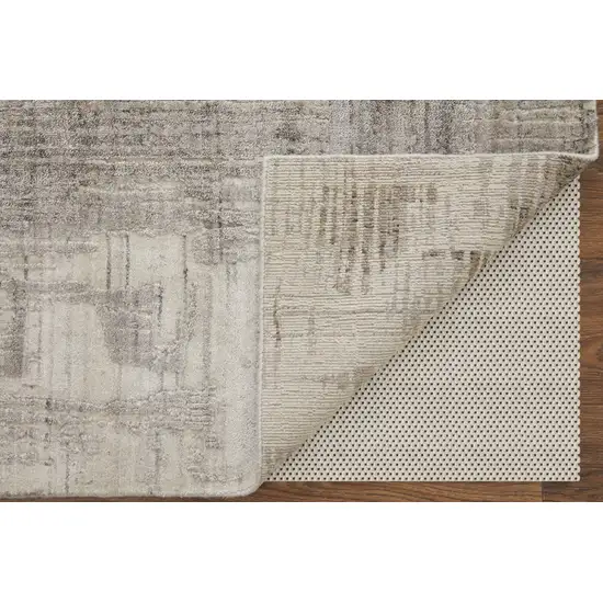 Gray and Ivory Abstract Hand Woven Worn Faded Area Rug Photo 4