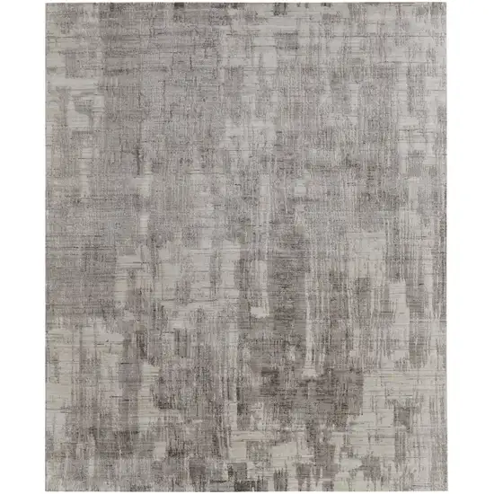 Gray and Ivory Abstract Hand Woven Worn Faded Area Rug Photo 5