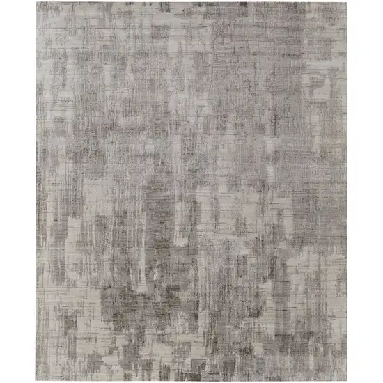 Gray and Ivory Abstract Hand Woven Worn Faded Area Rug Photo 2