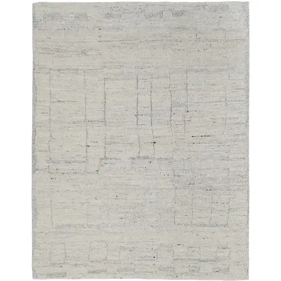 Gray and Ivory Abstract Hand Woven Worn Faded Area Rug Photo 5