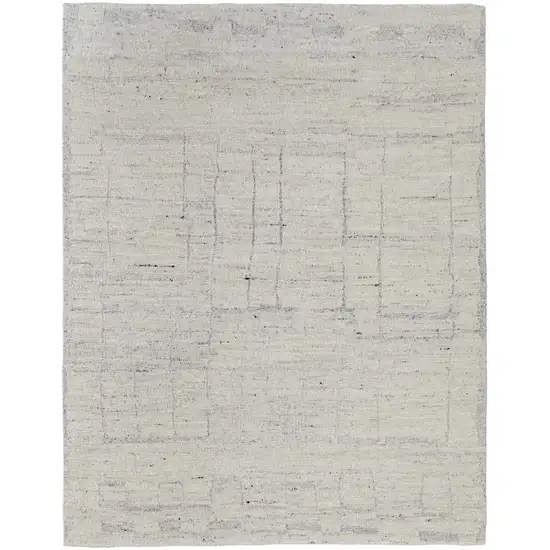 Gray and Ivory Abstract Hand Woven Worn Faded Area Rug Photo 4