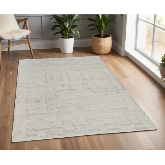 Gray and Ivory Abstract Hand Woven Worn Faded Area Rug Photo 1