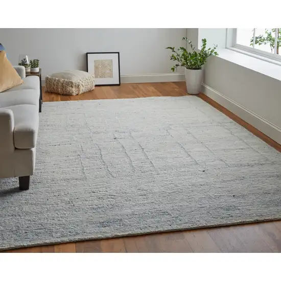 Gray and Ivory Abstract Hand Woven Worn Faded Area Rug Photo 8