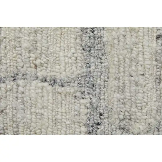 Gray and Ivory Abstract Hand Woven Worn Faded Area Rug Photo 9