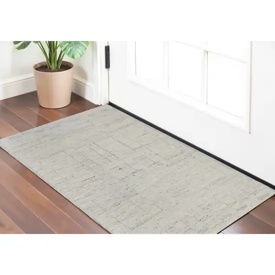 Gray and Ivory Abstract Hand Woven Worn Faded Area Rug Photo 1