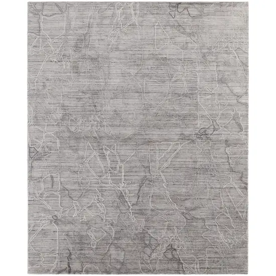 Gray and Ivory Abstract Hand Woven Worn Faded Area Rug Photo 4