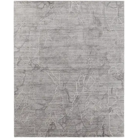 Gray and Ivory Abstract Hand Woven Worn Faded Area Rug Photo 6