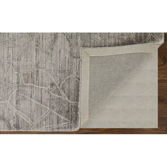 Gray and Ivory Abstract Hand Woven Worn Faded Area Rug Photo 7