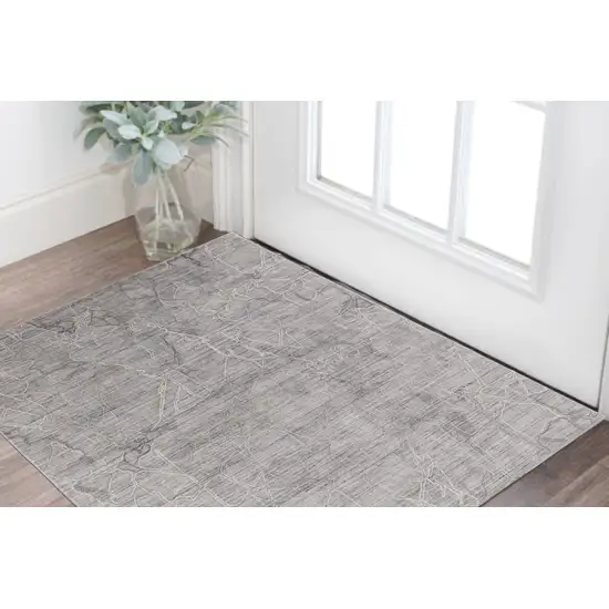 Gray and Ivory Abstract Hand Woven Worn Faded Area Rug Photo 1