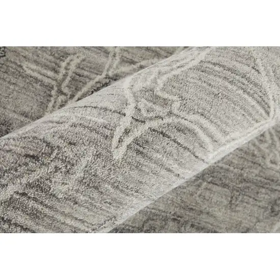 Gray and Ivory Abstract Hand Woven Worn Faded Area Rug Photo 9