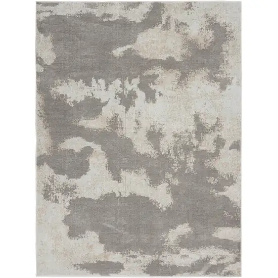 Gray and Ivory Abstract Non Skid Area Rug Photo 2