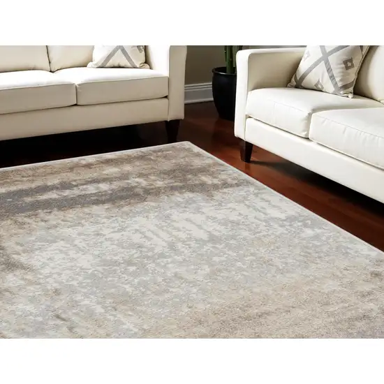 Gray and Ivory Abstract Non Skid Area Rug Photo 1