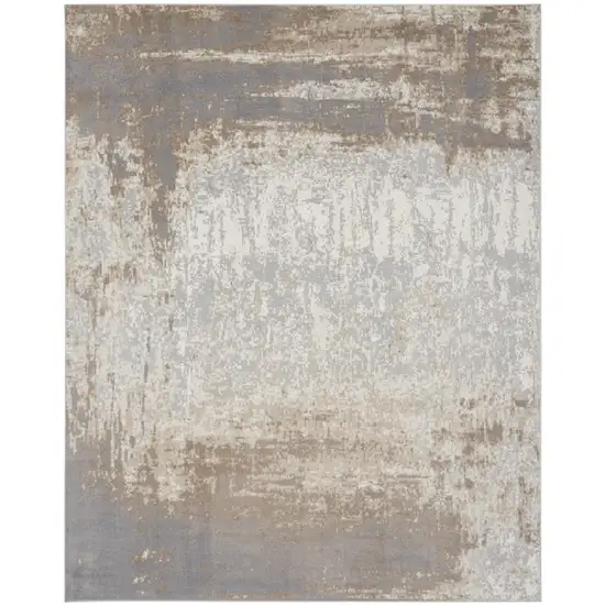 Gray and Ivory Abstract Non Skid Area Rug Photo 2