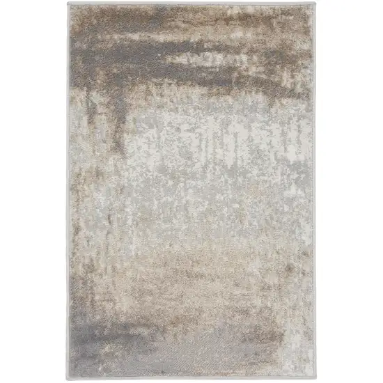 Gray and Ivory Abstract Non Skid Area Rug Photo 2