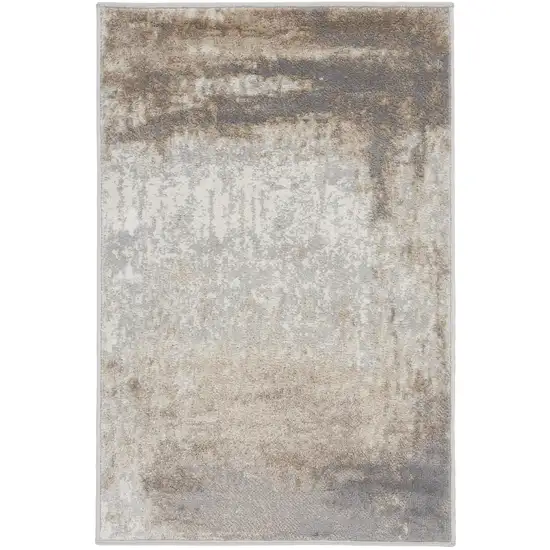 Gray and Ivory Abstract Non Skid Area Rug Photo 5