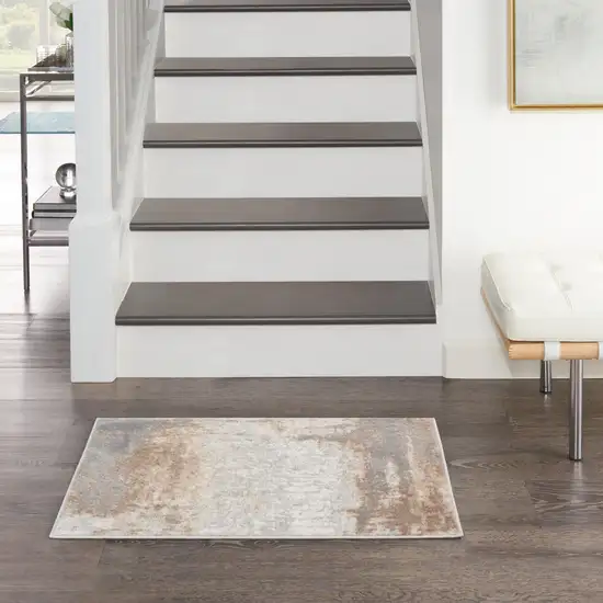 Gray and Ivory Abstract Non Skid Area Rug Photo 8