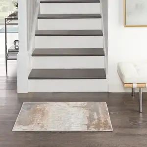 Photo of Gray and Ivory Abstract Non Skid Area Rug