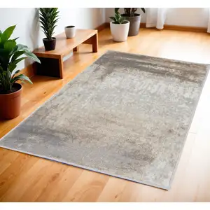 Photo of Gray and Ivory Abstract Non Skid Area Rug