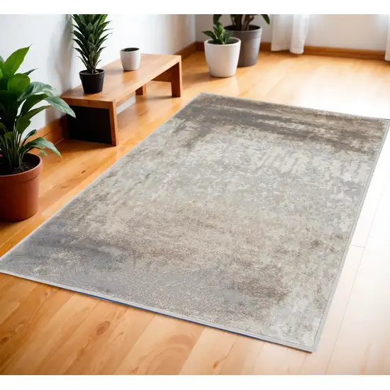 Gray and Ivory Abstract Non Skid Area Rug Photo 1